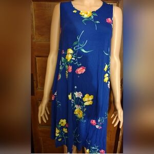 Floral Sleeveless Blue Dress